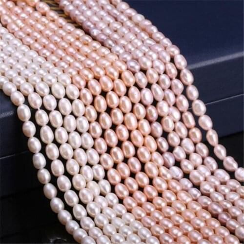 Natural Freshwater Pearl Beads High Quality Rice Shape Punch Loose Beads for DIY Elegant Necklace Bracelet Jewelry Making 36cm
