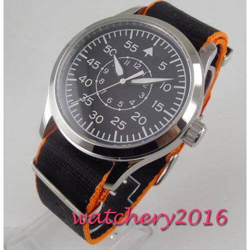 Wholesale 42mm Corgeut black sterile dial supper luminous marks Sapphire Glass pilot watch sea-gull 1612 Automatic mens Watch