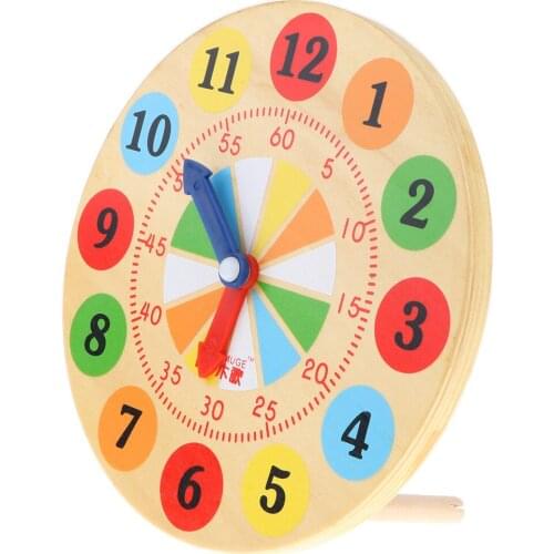 Wooden Clock Toy for Kids Early Learning Time - Bright Colors Safe Materials - Early Developmental Toys For Toddlers