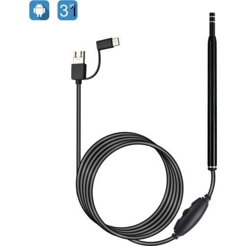 HOT 3-in-1 Endoscope Camera Otoscope Ear Nose Mouth Inspection Borescope Camera with 6LEDs Adjustable for Android PC Notebook