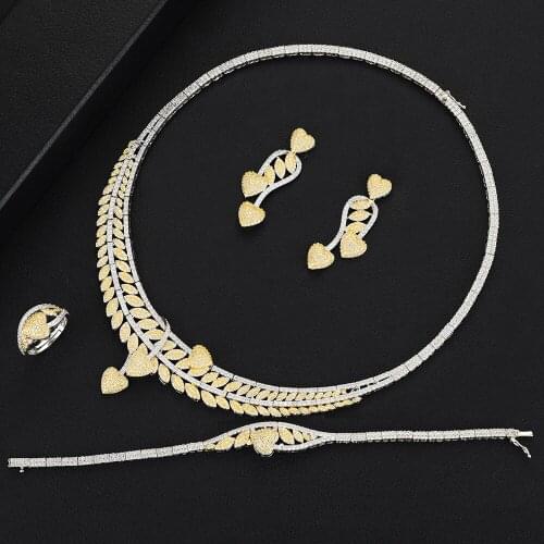 Blachette Trendy 4pcs Wedding Necklace Bangle Earring Ring Set For Women Full Cubic Zircon Bridal Jewelry Pendientes Mujer Moda