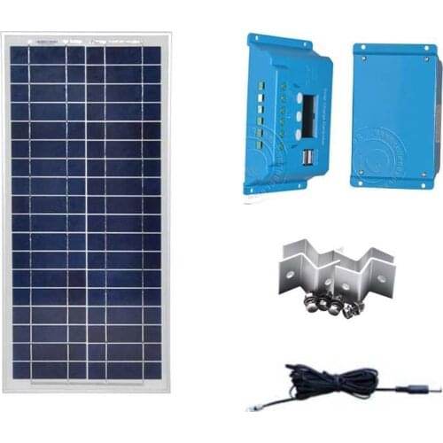 Solar Home Kit 20w Solar Panel 12v Solar Charge Controller 12v/24v 10A Batterie Solaire Caravan Car Camping Led Fishing Boat