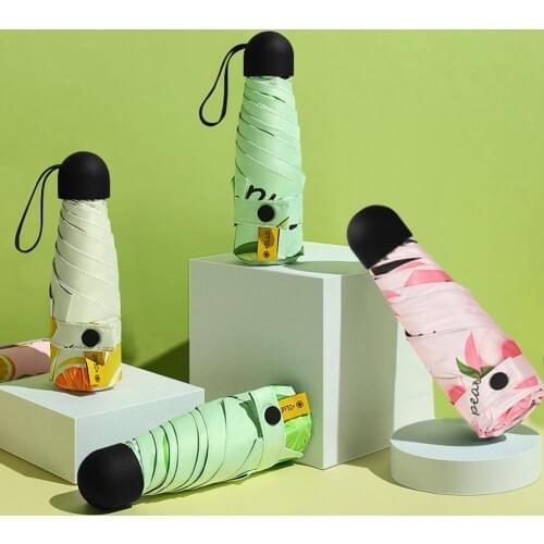 Mini 5 Folding Umbrella Rain Women Anti-UV Sunscreen Portable Travel Vinyl Mini Pocket Parasol Umbrella With Storage Box