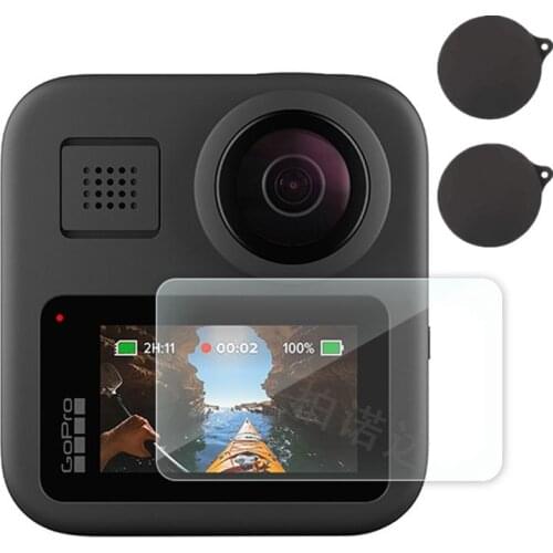 For Gopro Max 360 Degree Action Camera Kits 9H Tempered Glass Screen Protector Anti-Scratch Lens Cap Cover For Go pro Max
