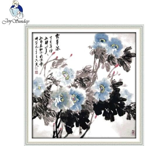 Joy Sunday Flowers bathing in the dew Needlework DIY Cross stitch Set For Embroidery kit Counted Cross-Stitching Wall Home Decor