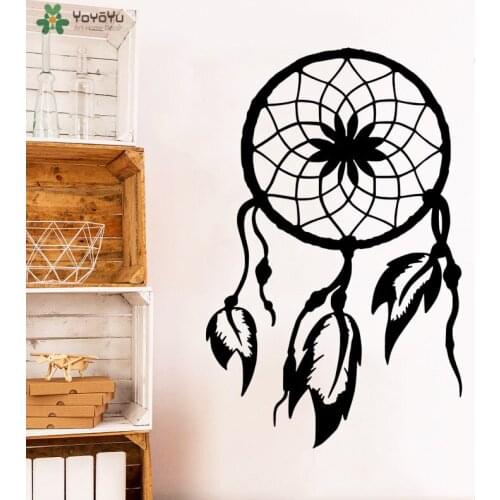 YOYOYU Wall Decal Native America Dreamcatcher Wall Sticker Art Decoration Livingroom Yoga Window Home Decor Feather PatterCT655
