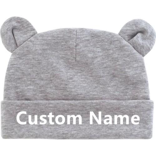 New! Personalized Name Boys Girls Newborn Baby Hat Newborn Double Layer Cute Hat Unisex Baby Cotton Hats Custom 0-1 Years Old