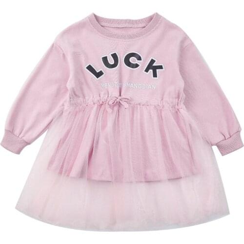 New Girls Dress Autumn Spring Cute Mesh Long Sleeve Princess Dress For Girl Kids Party Dress 2 - 6 Years Kids Clothing