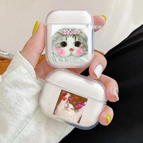 Very Cute Soft TPU Cover For Apple Airpods 2/1 3 Case Earphone Coque Protector Fundas Pro Air Pods Pro Covers Earpods Funy Cat