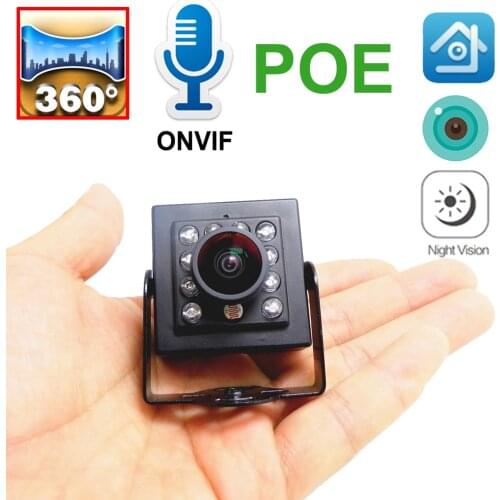 Mini Panoramic POE Camera Ip Night Vision Infrared 1080P Audio Cam 1.7mm Lens Cctv Security Surveillance Onvif HD Home Camera IP