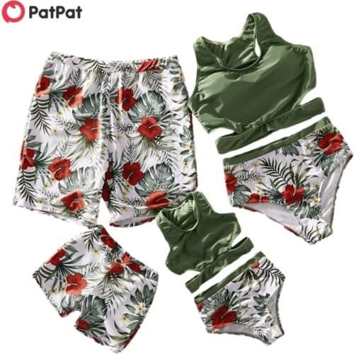PatPat 2021 New Summer Cut-out Floral Print Matching Swimsuits
