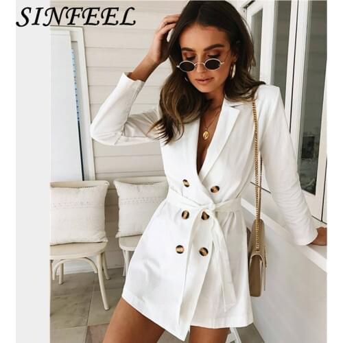 SINFEEL Autumn British style Womens Trench Coat Fashion Slim White Double Breasted Ties medium-long wind-breaker Female Trench
