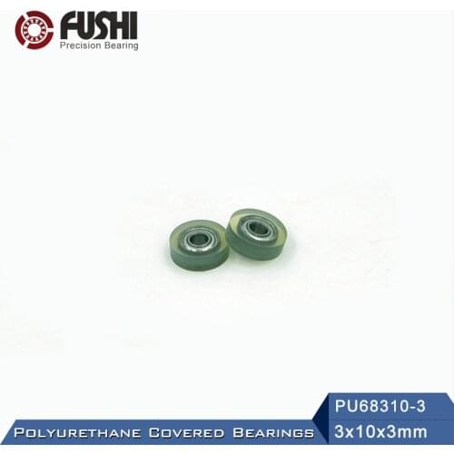 PU 683 Polyurethane Covered Bearing 3*10*3 mm ( 4 Pcs ) Shaft 3mm PU60624-6 Urethane Cover PU606 Bearings