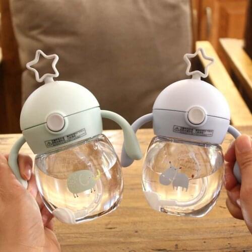 Portable Baby Feeding Straw Sippy Cup With Double Handle Children Training Drinking Bottle Kids Water Sippy Cups 280ML