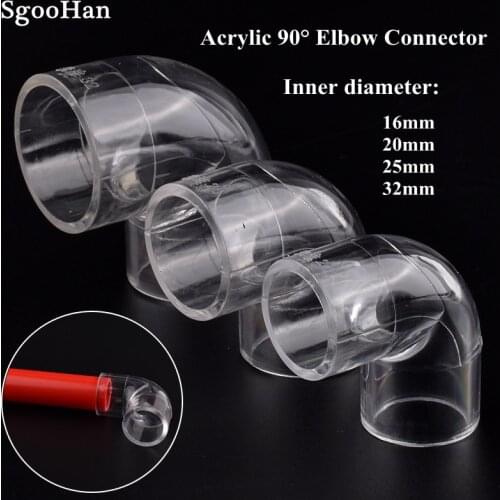 1~5pcs I.D 16~32mm Transparent Acrylic Pipe Aquarium Fish Tank 90° Elbow Joint PMMA Watering Supply Plexiglass Hard Tube