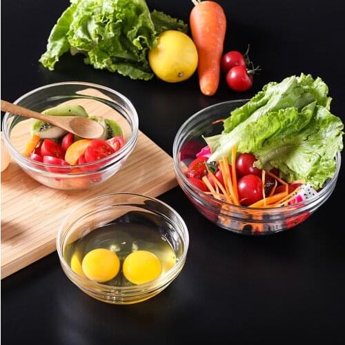 Transparent Glass Bowl Household Dessert Fruit Salad Bowl Large Heat-Resistant Soup Bowl Creative Eating Small Tableware Instant