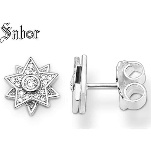 Star Double Stud Earrings 2020 New Zirconia Fashion Jewelry silver color party Gift For Women Lover thomas