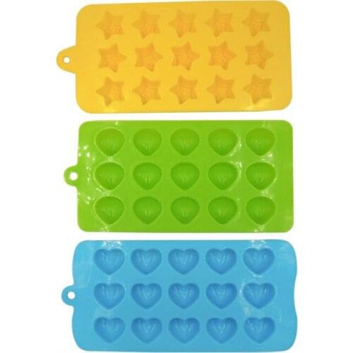 Silicone mould 3pcs/set 15 cavity star heart shell shape DIY sugar chocolate mold handmade craft tools