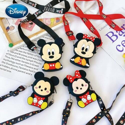 Disney Mickey Minnie Silicone Waterproof Childrens Bag Mini Shoulder Bag Cartoon Baby Girl Messenger Bag Baby Coin Purse