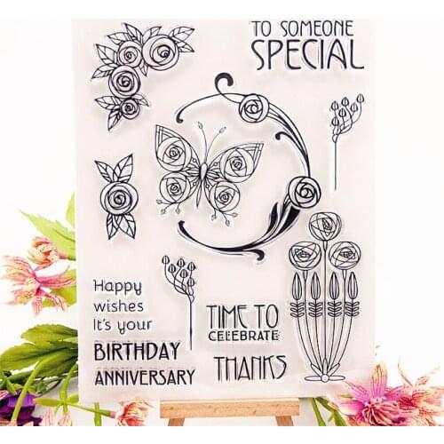 15.5x21.5cm butterfly wreath Transparent Clear Stamps Silicone Seals Roller Stamp DIY scrapbooking photo album/Card Making