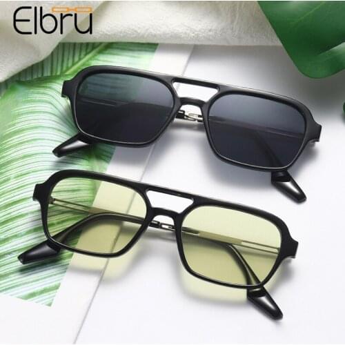 Elbru Double Beam Hollow Sunglasses Street Snap Retro Metal Frame Sunshades HD Lens Brand Designer UV400 Sun Glasses Men Women