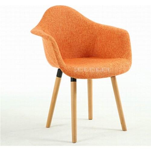 Modern Solid Wood Upholstered Dining Chair Arm Rest Backrest Soft Seat Custion Living Room Popular Loft Leisure Chair