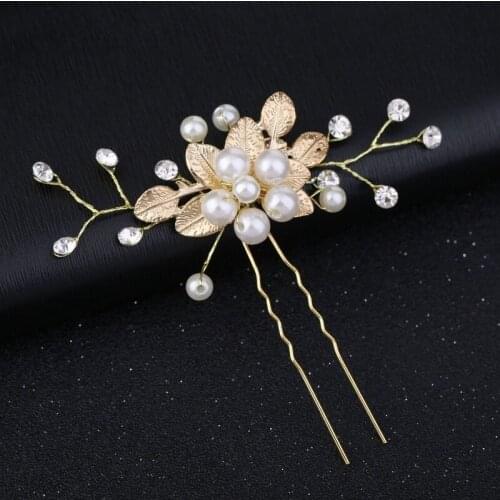 Wedding Decor Bridal Hairpin Golden Leaf Hairpin Pearl Disc Hairpin Wedding Hair Ornament Bridal Tiara Wedding Accessories