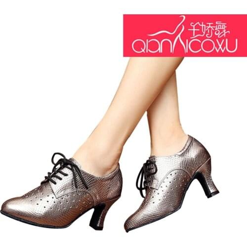 Silver Latin Dance Shoes Female Adult High-Heeled Spring And Summer Baotou Friendship Square Modern Dance Shoes Soft Bottom 7048