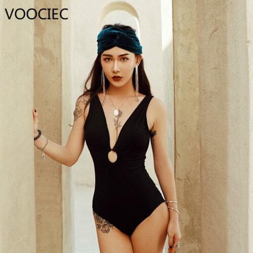 VOOCIEC One piece Swimsuit Monokini S-XXL Plus Size Swimwear 2020 Women Badpak Maio Bikini Trikini mujer Banador Maillot femme