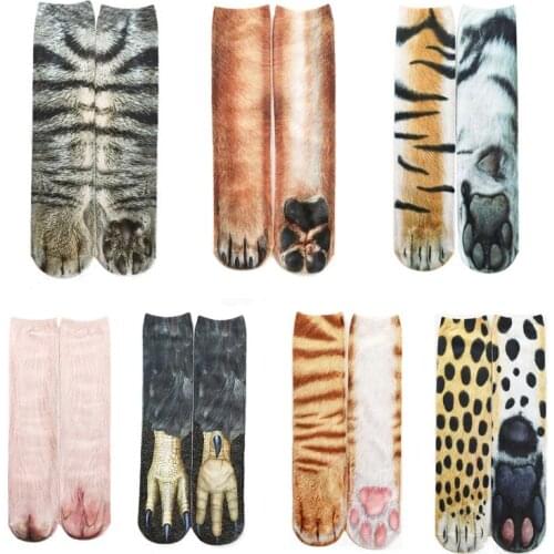 Adult Unisex Sock 3D Digital Simulation Printed Cute Animal Paws Foot Hoof Socks