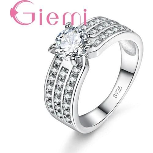 New Stylish Fashion Wide Band Jewelry Paved Cubic Zircon CZ Rings for Women Girls Gift 925 Sterling Silver Engagement Anel