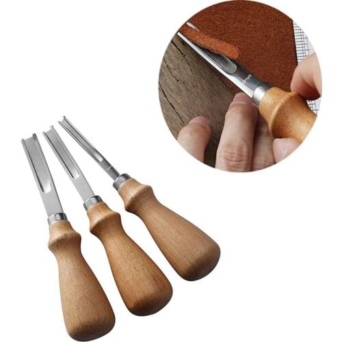 1pcs 4/6/8mm Leather Edge Beveler Skiving Beveling Knife Cutting Hand Craft Tool with Wood Handle DIY Tools