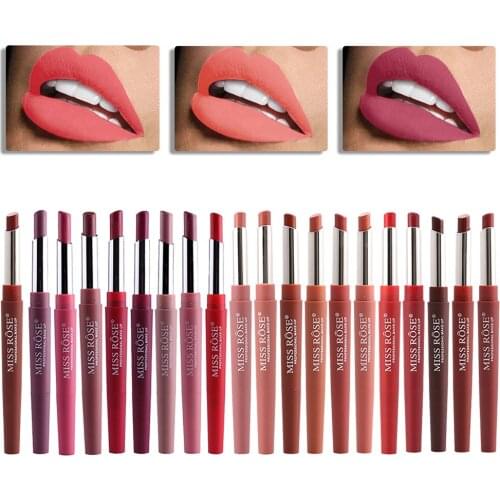 1pc Dual Head Lipstick Lip Liner For Casual Life Non-stick Cup Matte Moisturizing Double Head Waterproof Lasting Lip Liner