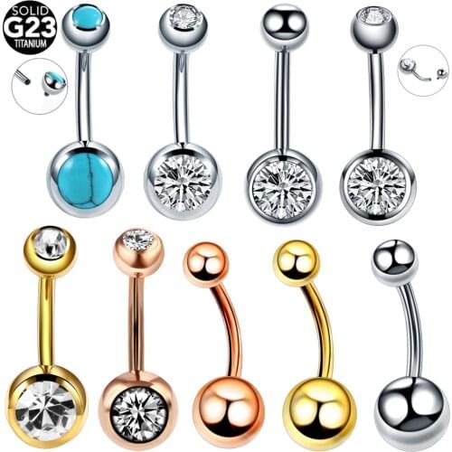 1PC G23 Titanium Crystal Gem Curved Barbell Rings Belly Button Navel Rings Piercings Nombril Ombligo Piercing Charming Jewelry