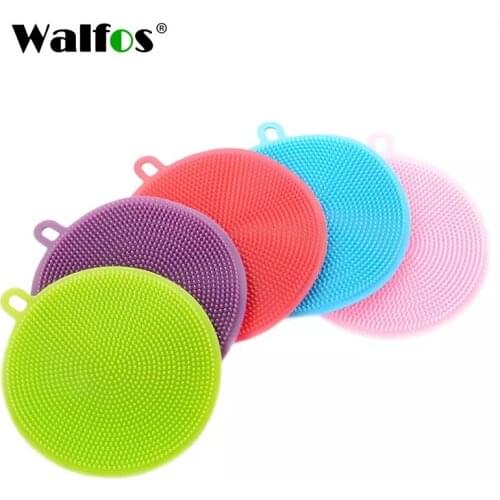 WALFOS 1pcs Cleaning Brushes Silicone Dish Bowl Scouring Pad Pot Pan Wash Brushes Cleaner Kitchen Accessories Dish Washing Brush