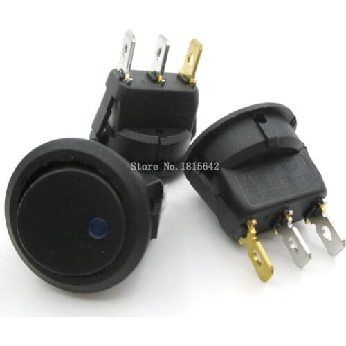 12V LED Dot Light Car Switch Auto Boat Round Rocker 3Pin ON/OFF Toggle SPST Switch 4 Colors Blue Red