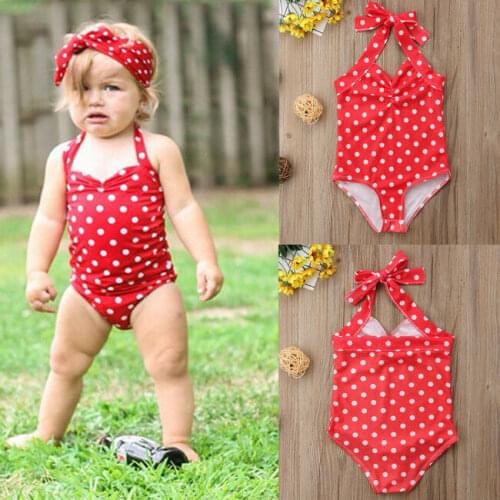2020 Summer Newborn Baby Girls Polka Dot Swimsuit Kids Swimwear Swimming Bikini