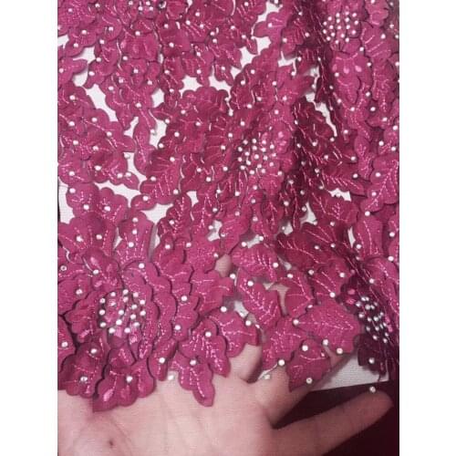 2020 High quality african french 3d lace fabric stones Embroidered African Guipure French Lace Fabric for party dresses CD2435