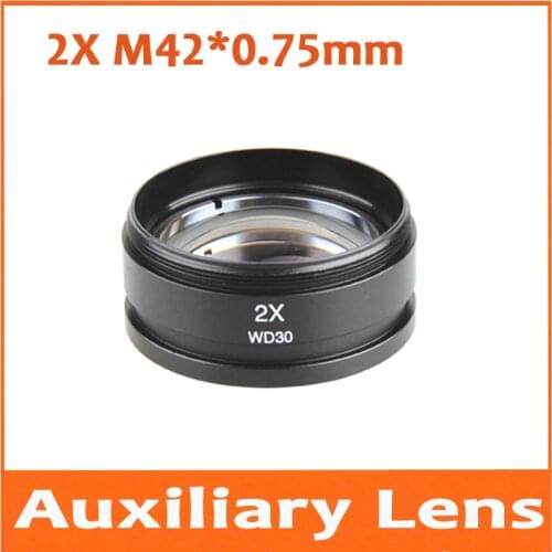 2X Aux Barlow Accessories AUX Auxiliary Industrial Single barrel Microscope Objective Lens for Stereo Microscope M42*0.75mm