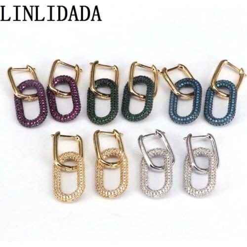 3Pairs Oval Drop Earring For Women clear colorful Cz micro pave dangle High Quanity Zirconia Female Jewelry Gift