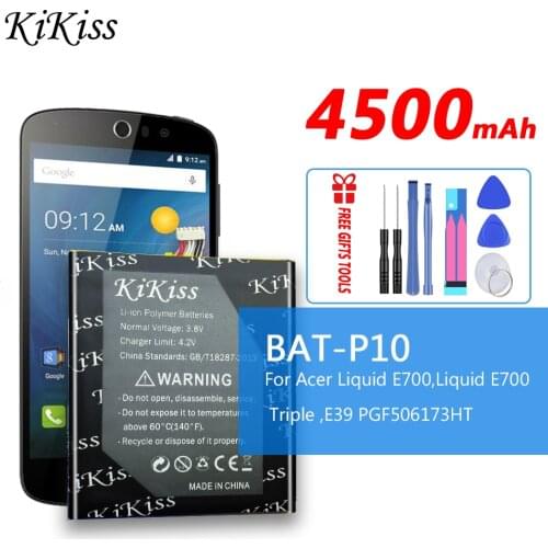 4500mAh Big Power Battery for Acer Liquid E700 for Triple E39 PGF506173HT Mobile Phone Battery Batteries BAT-P10