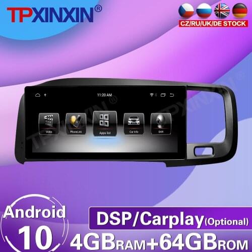 64G For Volvo S60 V60 2011-2017 Android 10 Touch HD Screen Car Radio Tape Recorder Multimedia Player GPS Navigation Carplay