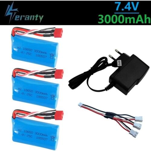 7.4V 3000MAH lipo Battery 18650 for Q46 Wltoys 10428 /12428/12423 RC Car Spare Parts with charger 7.4V 2S battery for toys parts