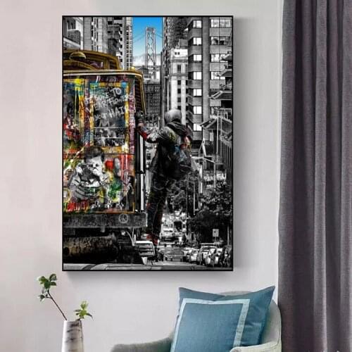 Banksy Street Landscape of London City Canvas Painting Graffiti Pop Art Posters And Prints Wall Art Paintings for Home Decor