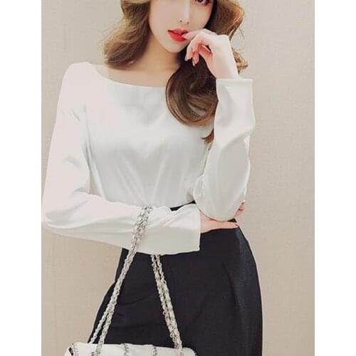 Womens Spring Autumn Style Blouse Shirt Womens Elegant Solid Color O-Neck Long Sleeve Korean Casual Tops SP1289