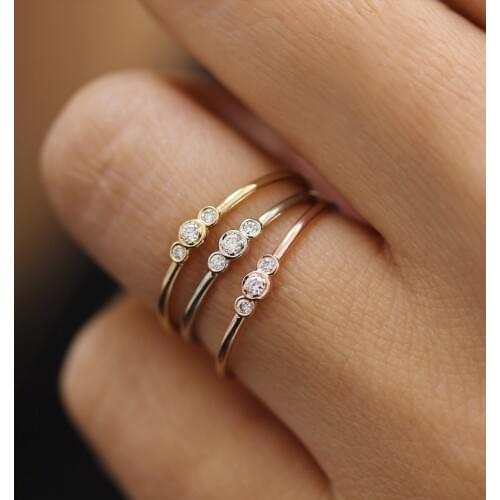 Bohemian Boho Cute Simple Zircon Stone Rings for Women Gold Rose Gold Silver Color Fashion Jewelry 2020 New