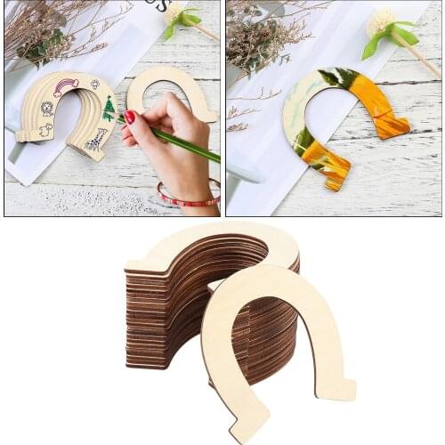 Large Wooden Slices Crafts Horseshoes Shape Wood Pieces Rustic Decoration