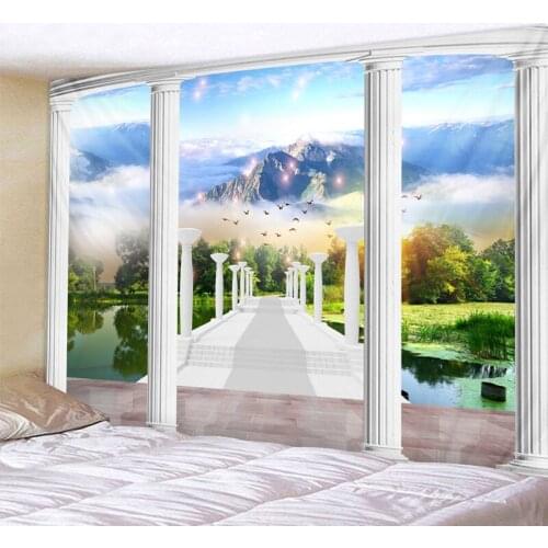 Large Wall Tapestry Beautiful Natural Mountain Scenery Hippie Psychedelic Tapestry Wall Hanging Couch Blanket Home Decor