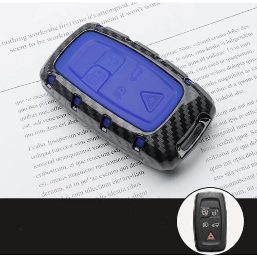 Carbon Car Key Case For Land Rover LR4 LR2 Discovery Rang Rover Sport Evoque 5 Button Smart Remote Fob Cover Keychain Protector