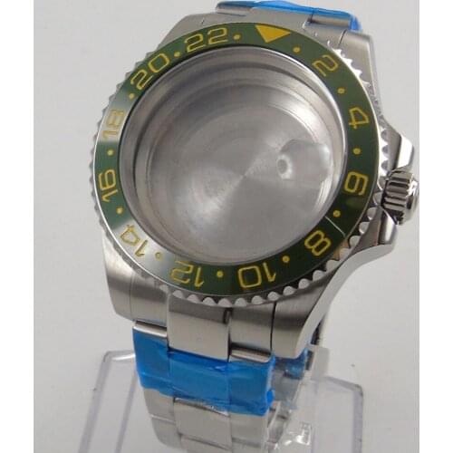 Fit NH35/NH36 High Quality 40mm Watch Case Sapphire Glass Magnifier + Watch Strap Ceramic Bezel